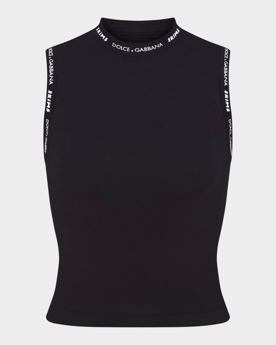Cotton Jersey Mock-Neck Tank